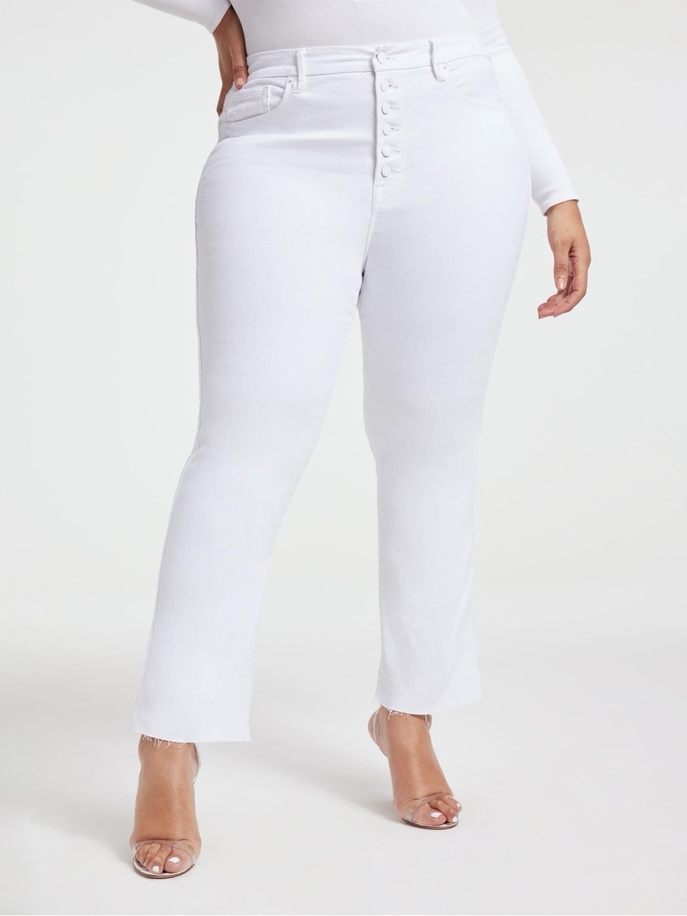 Good American Good Curve Straight Jeans White Sz 15